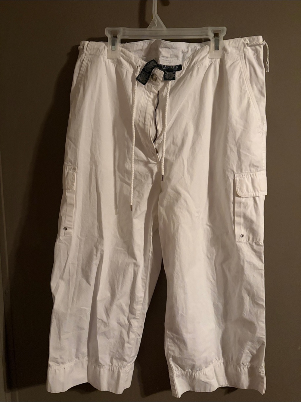 Lauren Ralph Lauren White Cropped Cargo Capri Pants 14